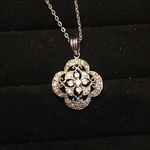 925 Silver CZ Quatrefoil Necklace